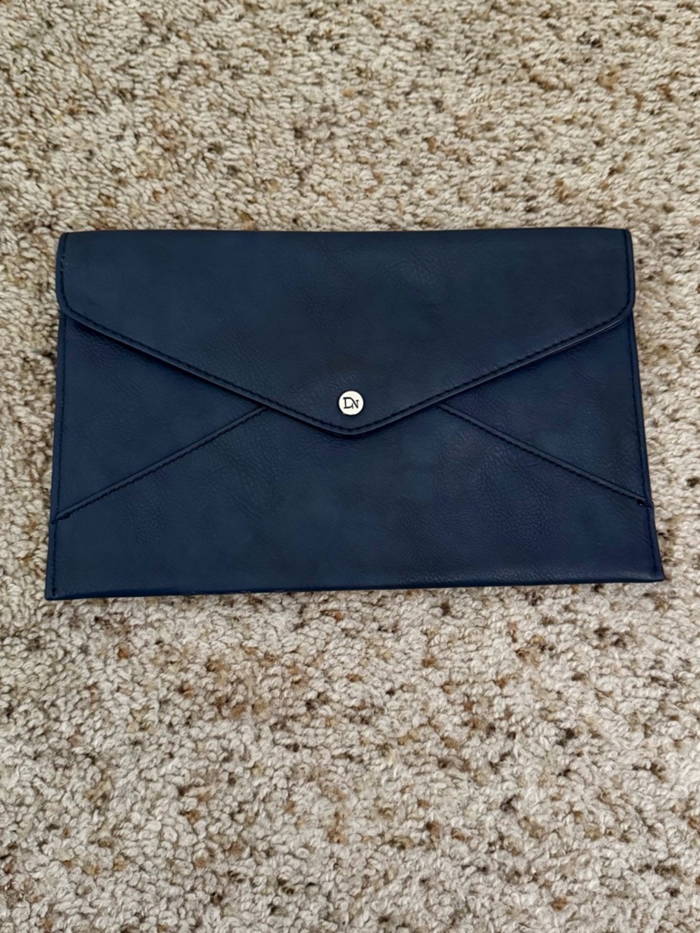 Envelope-Style Leather Clutch in Black